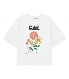 T-shirt Oversized Cali Flower Branca