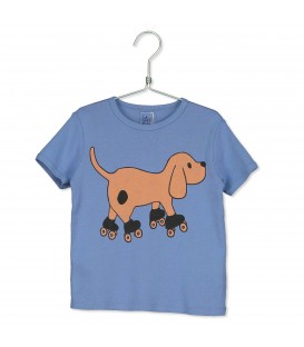 Skating Dog Retro T-shirt Blue