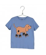 T-shirt Retro Skating Dog Azul