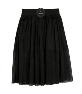 Bat Flower Tulle Skirt Black