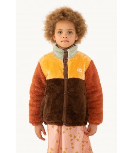 Color Block Polar Sherpa Jacket Dk Brown/Soft Yellow