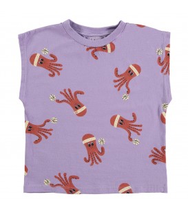 Sleeveless T-shirt Octopus Mauve