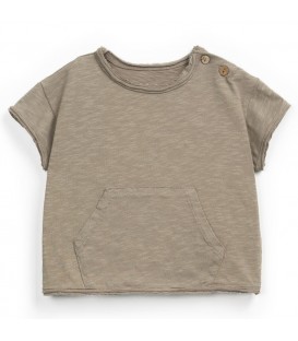 Baby T-shirt w/kangaroo pocket beige