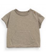 Baby T-shirt w/kangaroo pocket taupe