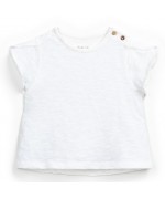 T-shirt de Bebé branca c/folhos nas mangas
