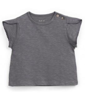 Baby t-shirt dark grey w/ruffle s/sleeves