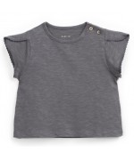 T-shirt de Bebé cinza escura c/folhos nas mangas