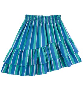 Saia de tecido às riscas azul