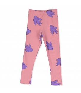 Ribbed Leggings Flowing Birds Rose