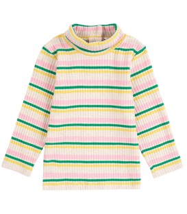 T-shirt de Bebé de gola alta e m/comprida às riscas