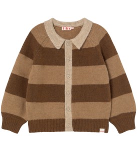 Cardigan às riscas castanho escuro/castanho claro