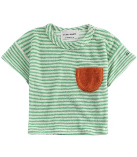 Green Stripes Terry Cloth Baby T-shirt