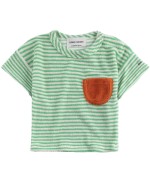 T-shirt de bebé às riscas verde