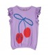 T-shirt manga c/folhos Cherries
