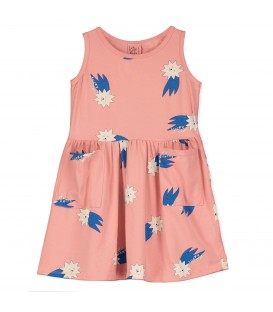Sleeveless Pockets Dress Lucky Blue Stars