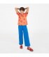 Wide FIt Striped Twill Pants Papaya