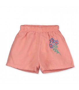Calções de Bebé de musselina Flowers rosa tijolo
