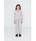 Calças denim às riscas rosa