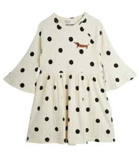 Dots AOP Dog Trumpet Sleeve Dress