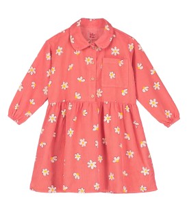 Daisies Coral Corduroy Dress