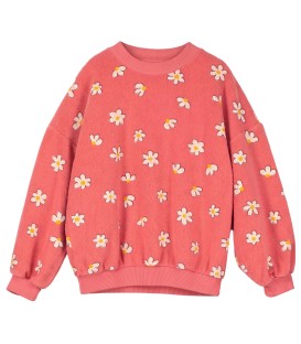 Daisies Coral Teddy Sweatshirt